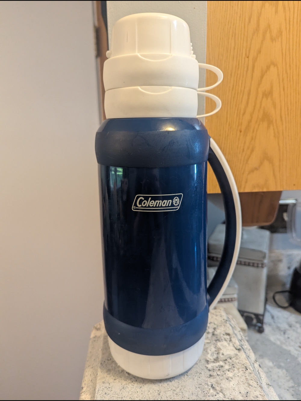 Vintage Coleman Clean Blue Plastic Thermos Coffee Hot Cup Work Travel Camping